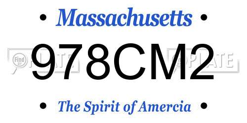 978CM2 Massachusetts License Plate