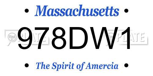 978DW1 Massachusetts License Plate
