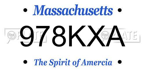 978KXA Massachusetts License Plate