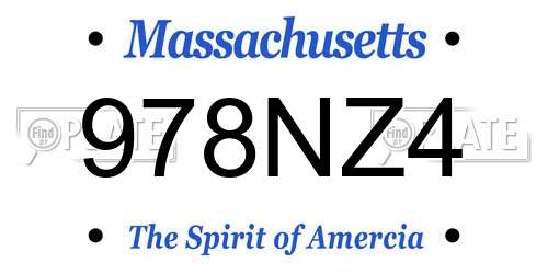 978NZ4 Massachusetts License Plate
