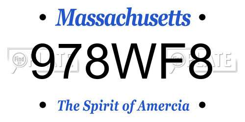 978WF8 Massachusetts License Plate