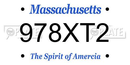 978XT2 Massachusetts License Plate