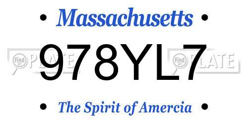 978YL7 Massachusetts License Plate