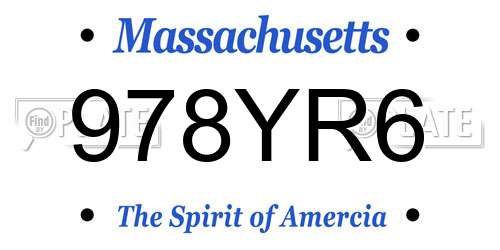 978YR6 Massachusetts License Plate