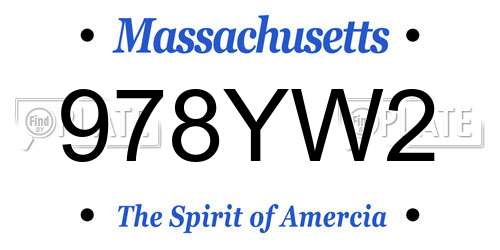 978YW2 Massachusetts License Plate