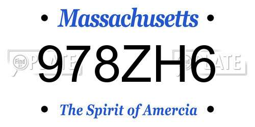 978ZH6 Massachusetts License Plate