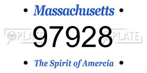 97928 Massachusetts License Plate