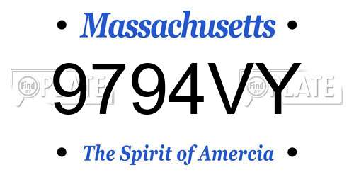 9794VY Massachusetts License Plate