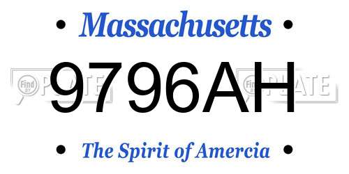 9796AH Massachusetts License Plate
