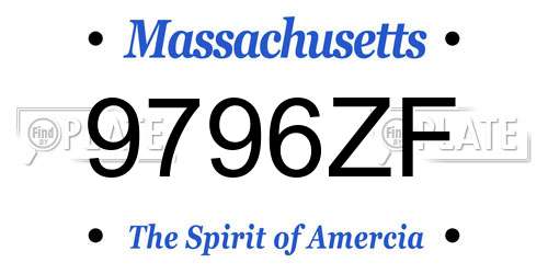 9796ZF Massachusetts License Plate