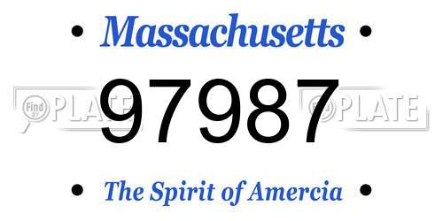 97987 Massachusetts License Plate