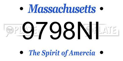 9798NI Massachusetts License Plate