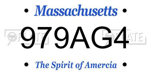 979AG4 Massachusetts License Plate