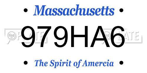 979HA6 Massachusetts License Plate