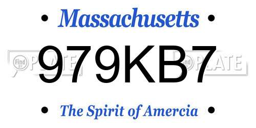 979KB7 Massachusetts License Plate