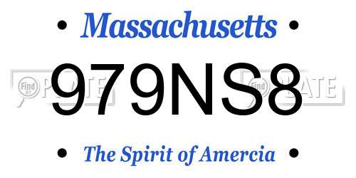 979NS8 Massachusetts License Plate