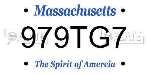 979TG7 Massachusetts License Plate