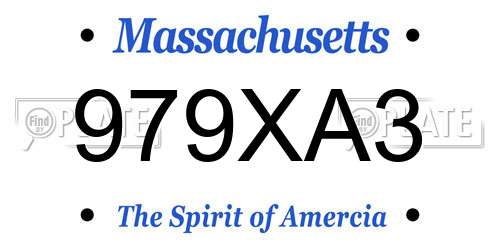 979XA3 Massachusetts License Plate