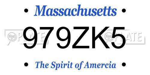979ZK5 Massachusetts License Plate