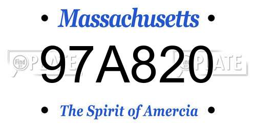 97A820 Massachusetts License Plate