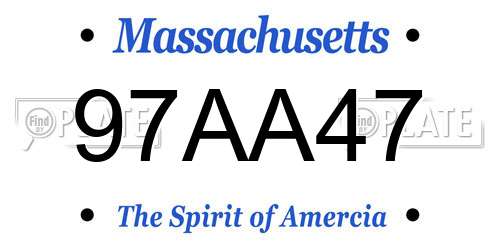 97AA47 Massachusetts License Plate