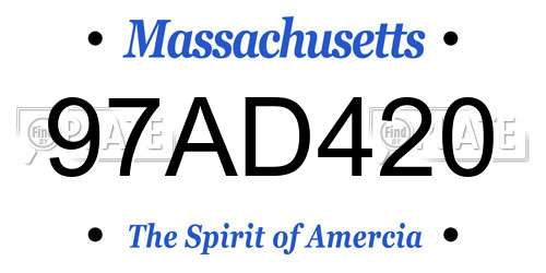 97AD420 Massachusetts License Plate