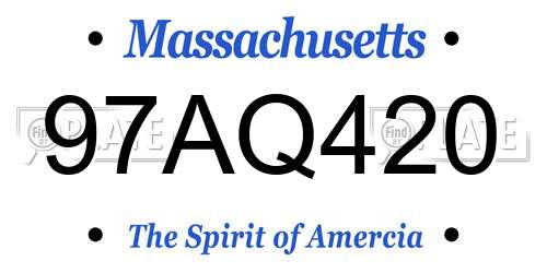 97AQ420 Massachusetts License Plate