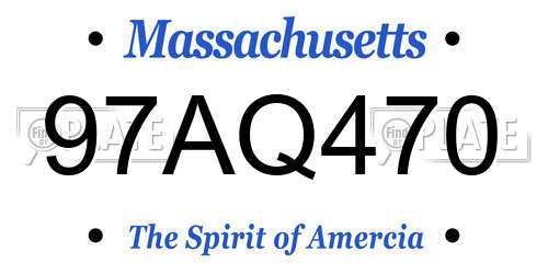 97AQ470 Massachusetts License Plate