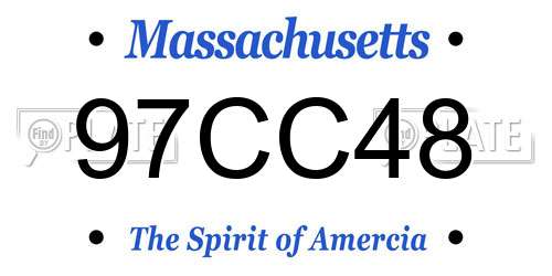 97CC48 Massachusetts License Plate