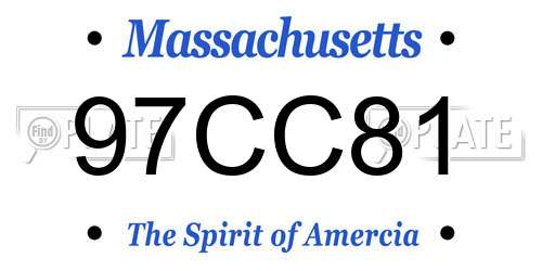 97CC81 Massachusetts License Plate