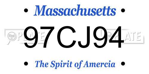 97CJ94 Massachusetts License Plate