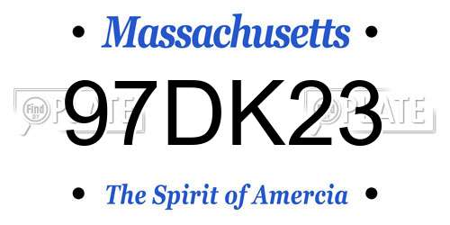 97DK23 Massachusetts License Plate