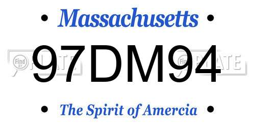 97DM94 Massachusetts License Plate