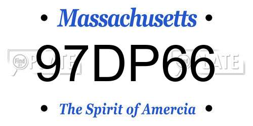 97DP66 Massachusetts License Plate