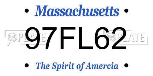 97FL62 Massachusetts License Plate