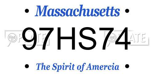97HS74 Massachusetts License Plate