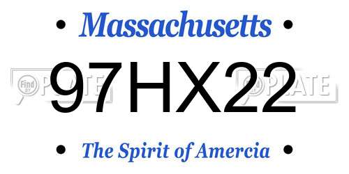 97HX22 Massachusetts License Plate
