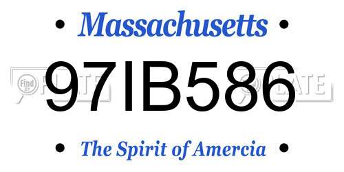 97IB586 Massachusetts License Plate
