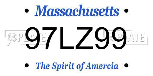 97LZ99 Massachusetts License Plate