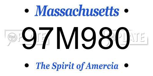 97M980 Massachusetts License Plate