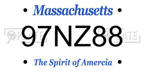 97NZ88 Massachusetts License Plate