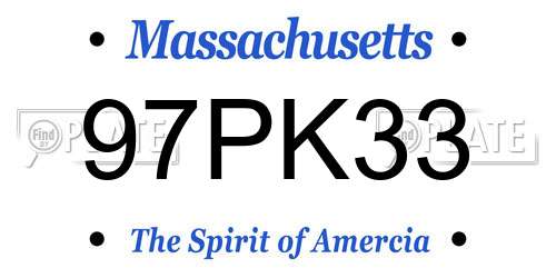 97PK33 Massachusetts License Plate