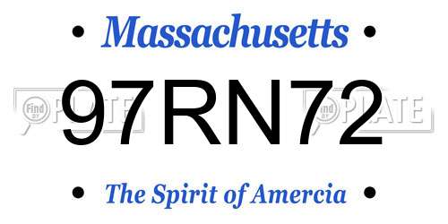 97RN72 Massachusetts License Plate
