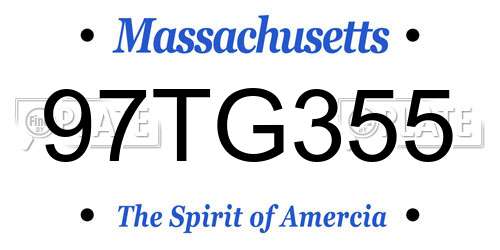 97TG355 Massachusetts License Plate
