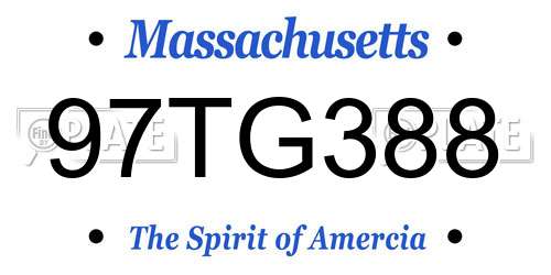 97TG388 Massachusetts License Plate