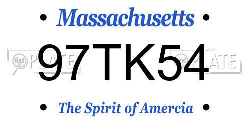 97TK54 Massachusetts License Plate