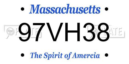 97VH38 Massachusetts License Plate