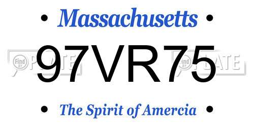 97VR75 Massachusetts License Plate