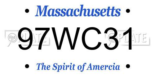 97WC31 Massachusetts License Plate