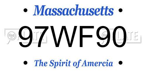 97WF90 Massachusetts License Plate